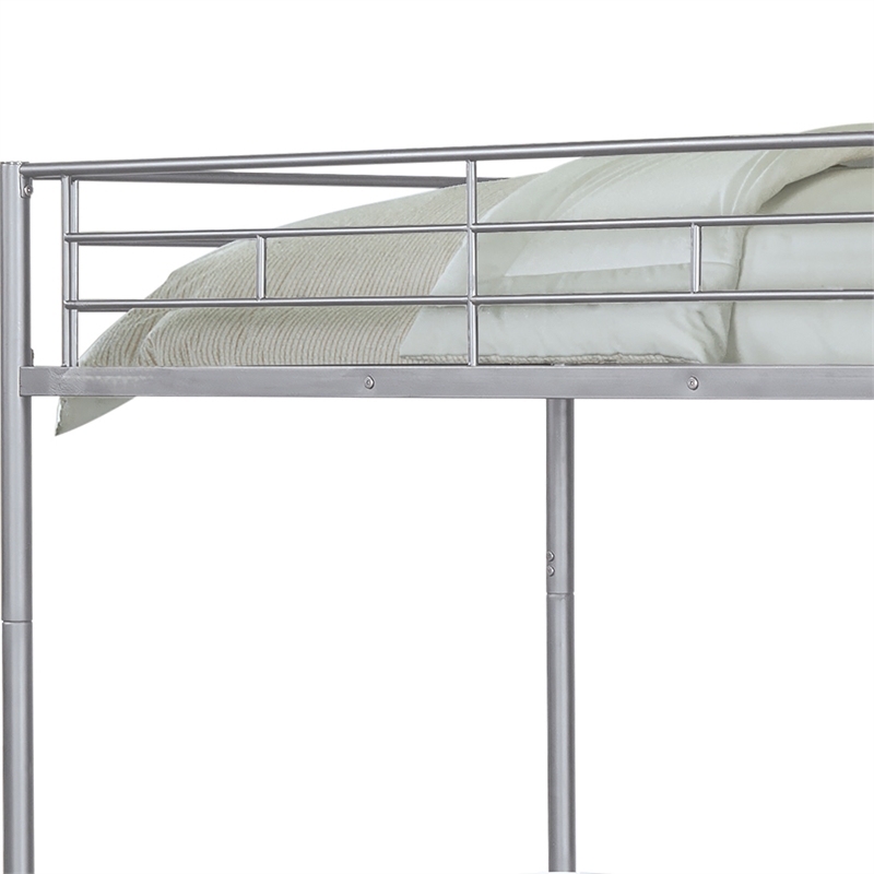 Furniture of America Kurin Metal Twin over Twin Bunk Bed with Trundle in Silver