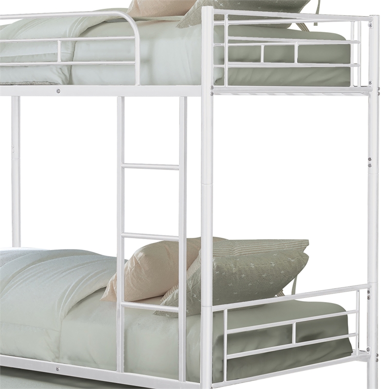 Furniture of America Kurin Metal Twin over Twin Bunk Bed with Trundle in White