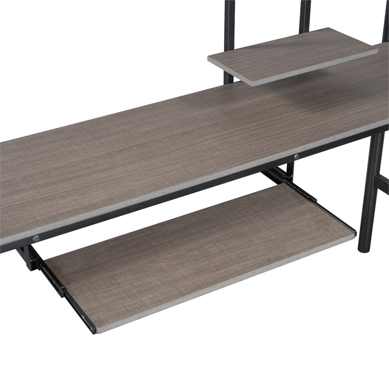 Furniture of America Spaco Metal Twin Loft Bed with Keyboard Tray in Black