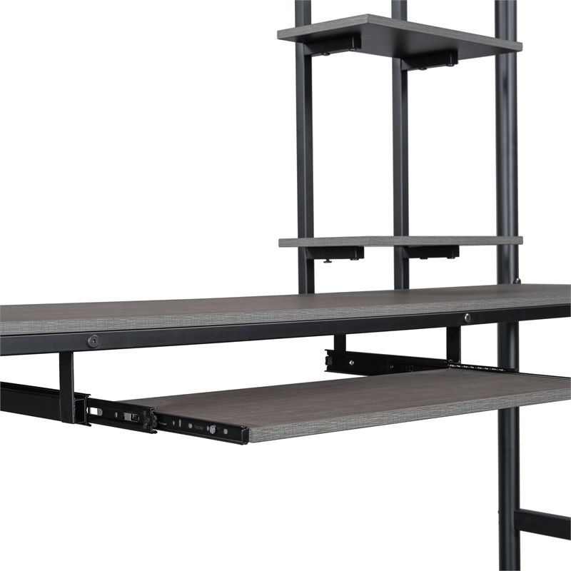 Furniture of America Spaco Metal Twin Loft Bed with Keyboard Tray in Black