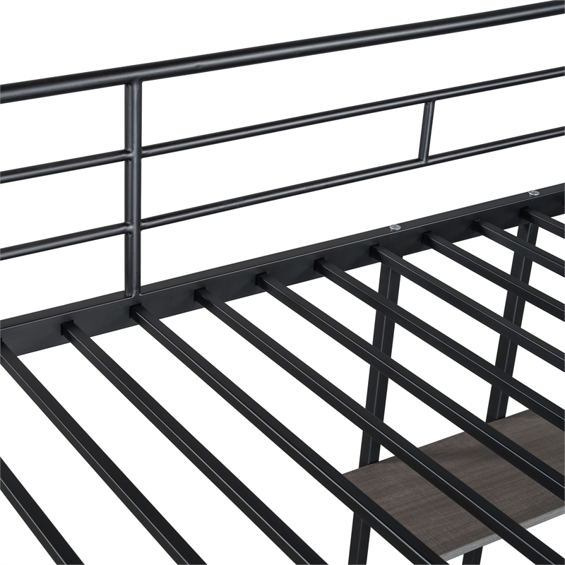 Furniture of America Spaco Metal Twin Loft Bed with Keyboard Tray in Black