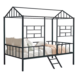Furniture of America Natte Metal House Design Twin Loft Bed in Black