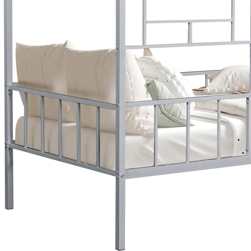 Furniture of America Natte Metal House Design Twin Loft Bed in Silver