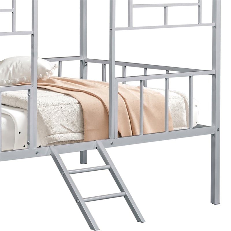 Furniture of America Natte Metal House Design Twin Loft Bed in Silver