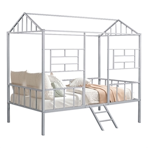 Furniture of America Natte Metal House Design Twin Loft Bed in Silver