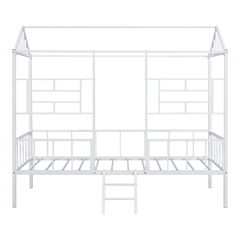 Furniture of America Natte Metal House Design Twin Loft Bed in White