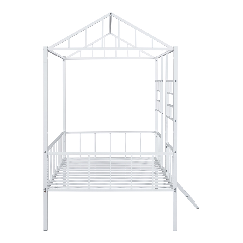 Furniture of America Natte Metal House Design Twin Loft Bed in White