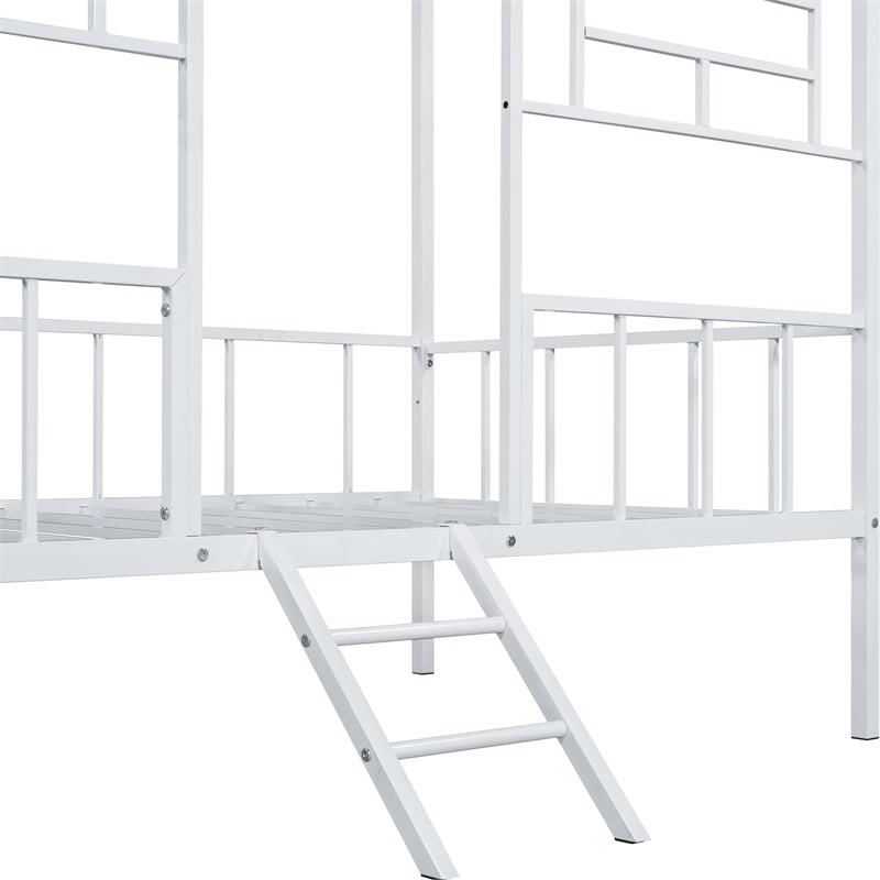Furniture of America Natte Metal House Design Twin Loft Bed in White