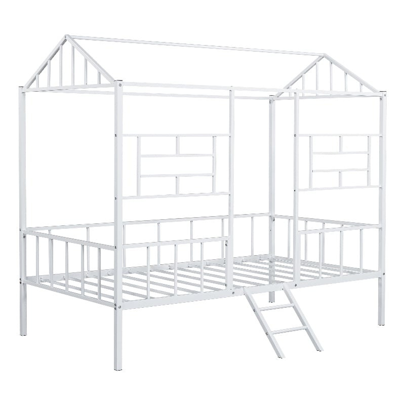 Furniture of America Natte Metal House Design Twin Loft Bed in White