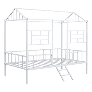 Furniture of America Natte Metal House Design Twin Loft Bed in White