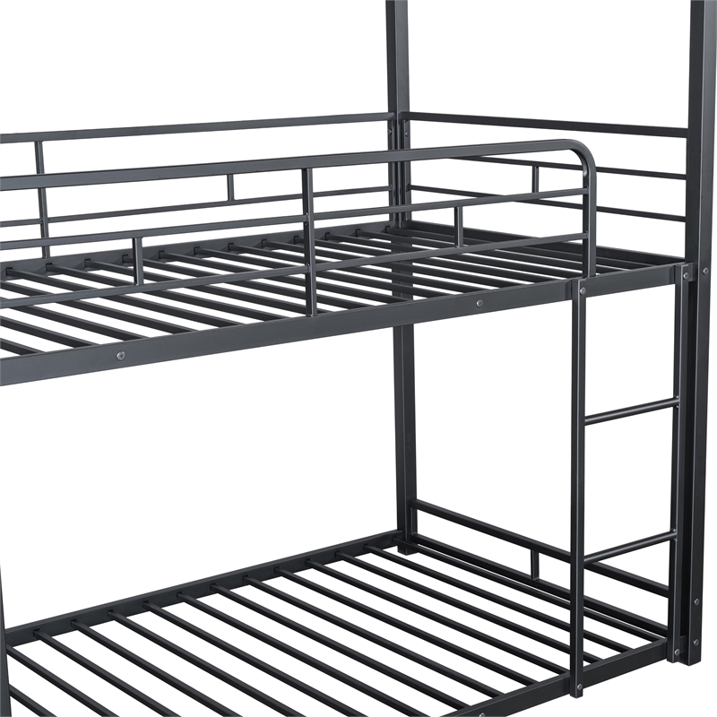 Furniture of America Wilsin Metal Triple Twin Bunk Bed with Ladders in Black