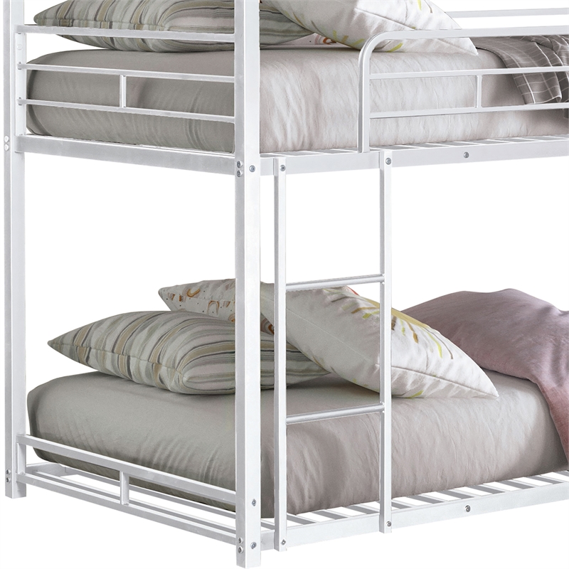 Furniture of America Wilsin Metal Triple Twin Bunk Bed with Ladders in White
