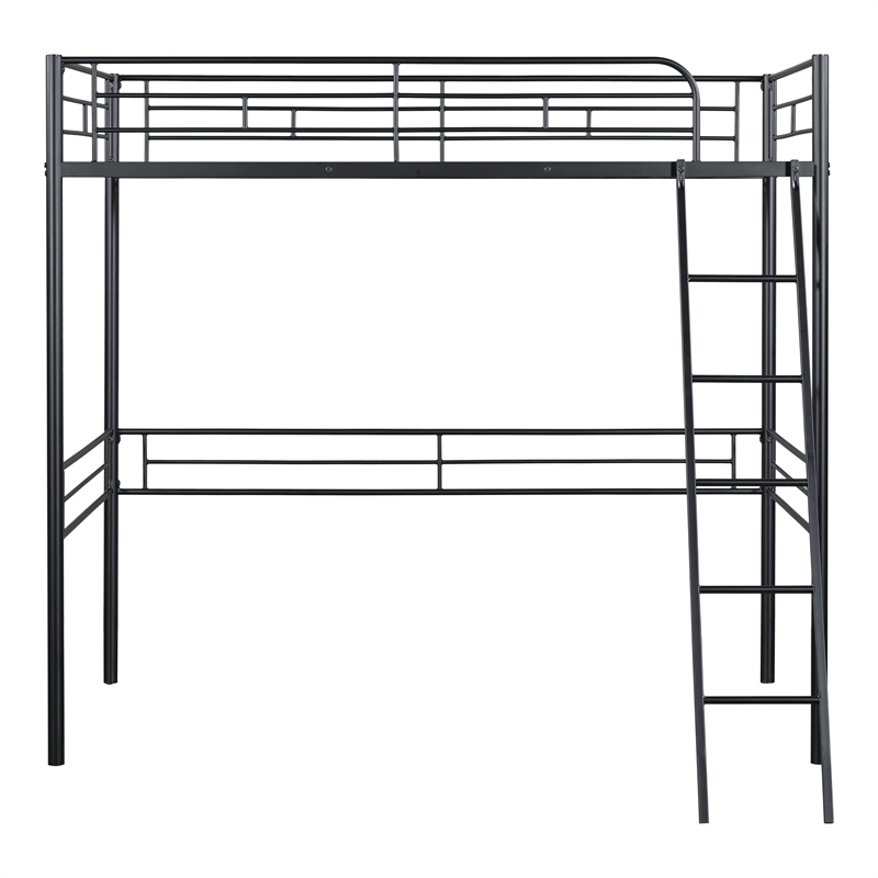 Furniture of America Irona Metal Twin Loft Bed with Angled Ladder in Black