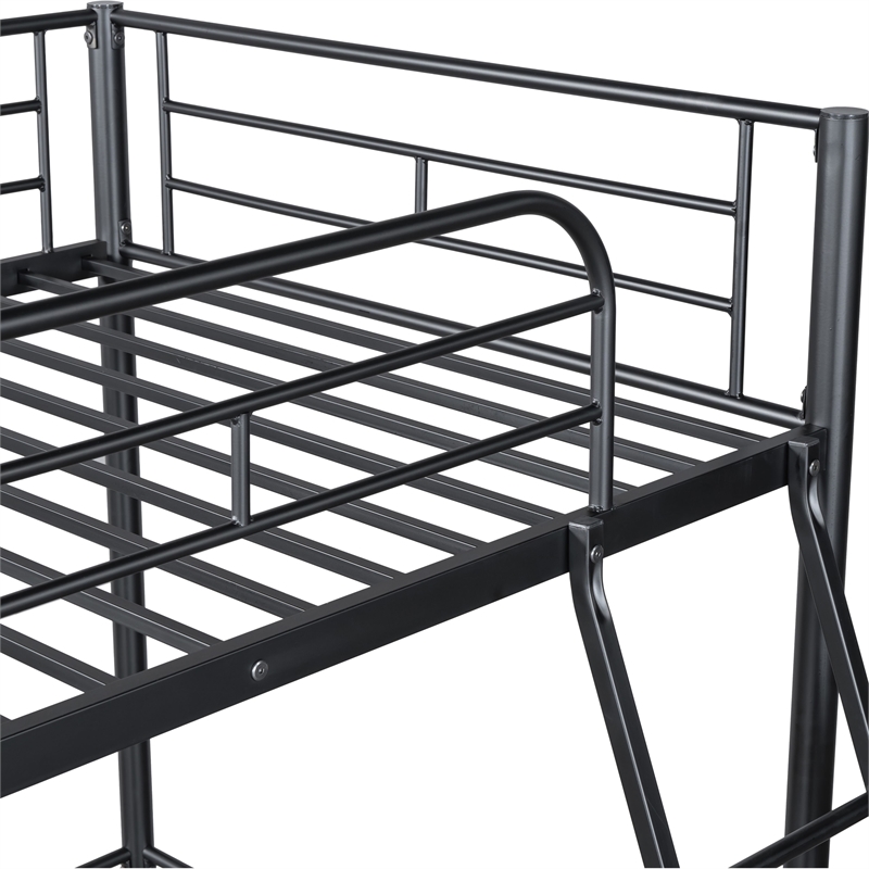 Furniture of America Irona Metal Twin Loft Bed with Angled Ladder in Black
