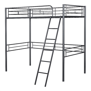 Furniture of America Irona Metal Twin Loft Bed with Angled Ladder in Black