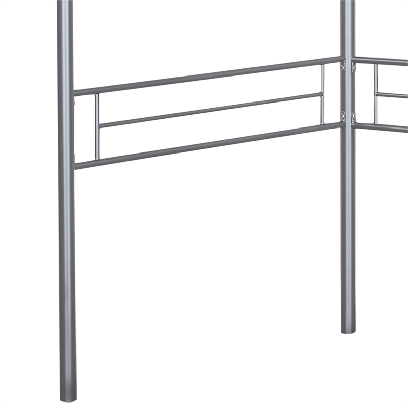 Furniture of America Irona Metal Twin Loft Bed with Angled Ladder in Silver