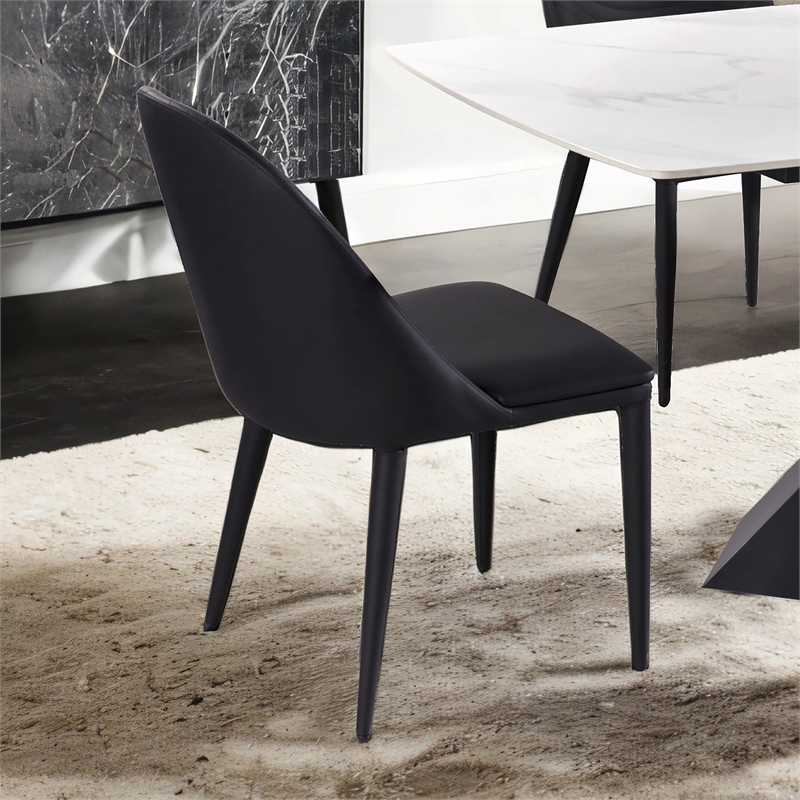 Furniture of America Escando Faux Leather Padded Side Chairs in Black (Set of 2)