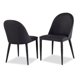 furniture of america escando faux leather padded side chairs in black (set of 2)