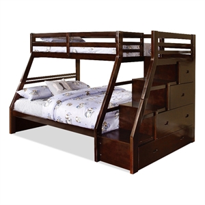 Furniture of America Ollenta Wood 4-Drawer Twin over Full Bunk Bed in Espresso