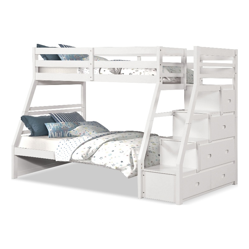 Furniture of America Ollenta Wood 4-Drawer Twin over Full Bunk Bed in White