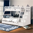 FOA Ollenta 2pc White Wood 4-Drawer Twin over Full Bunk Bed with Trundle Set