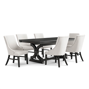 Furniture of America Kindrel Wood 7-Piece Dining Set in Black