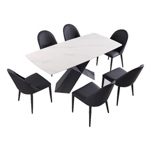 Furniture of America Escando Metal 7-Piece Dining Set in Black