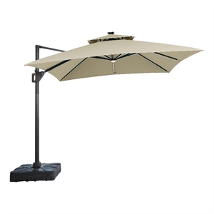 Furniture of America Monich Aluminum LED 10' Double Top Square Umbrella in Beige