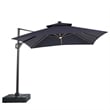 Furniture of America Monich Aluminum LED 10' Double Top Square Umbrella in Blue