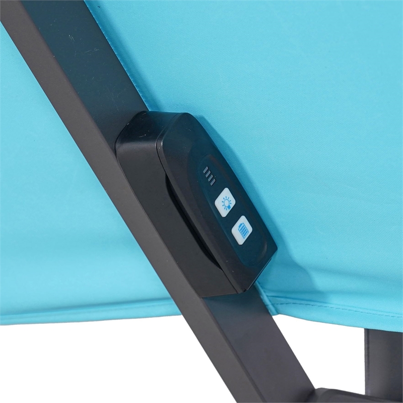 Furniture of America Monich Aluminum LED 10' Double Top Square Umbrella in Blue