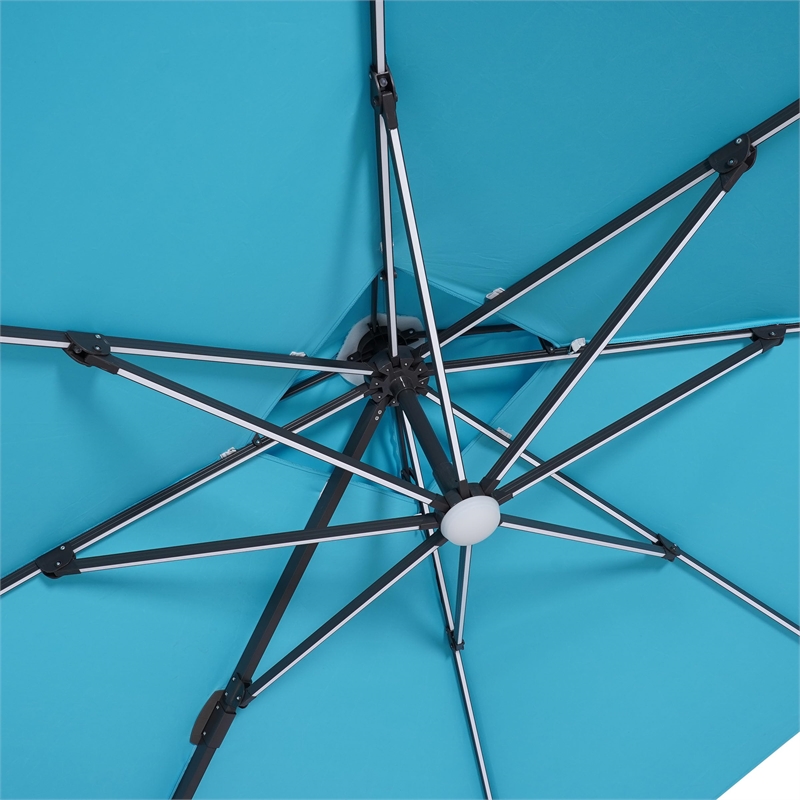 Furniture of America Monich Aluminum LED 10' Double Top Square Umbrella in Red
