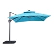 Furniture of America Monich Aluminum LED 10' Double Top Square Umbrella in Teal