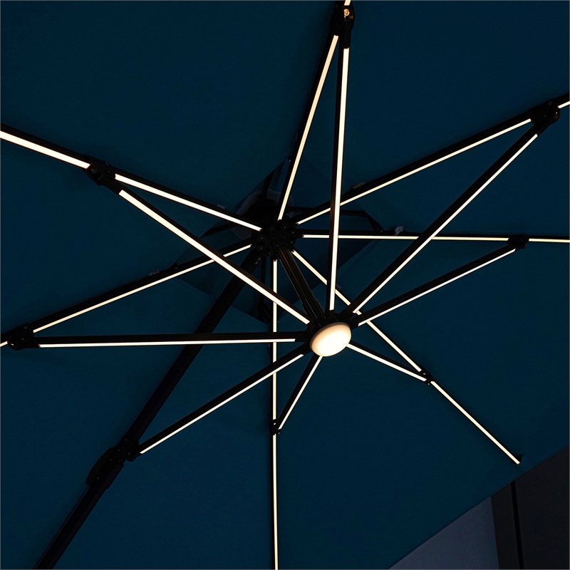 Furniture of America Monich Aluminum LED 10' Double Top Square Umbrella in Teal