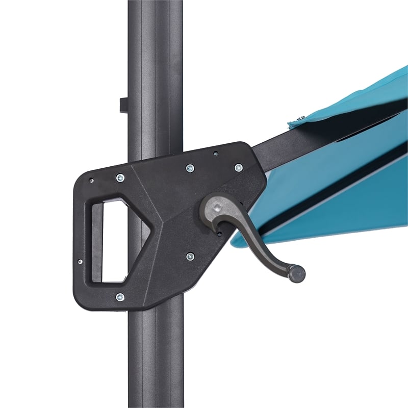 Furniture of America Monich Aluminum LED 10' Double Top Square Umbrella in Teal