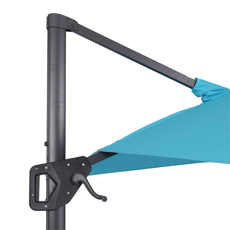 Furniture of America Monich Aluminum LED 10' Double Top Square Umbrella in Teal
