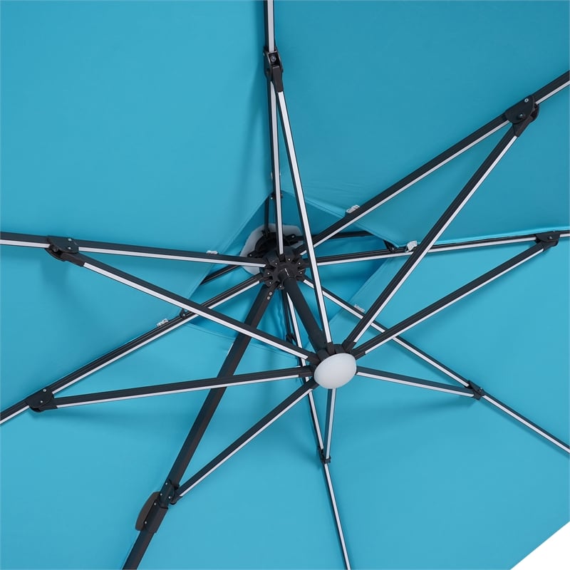 Furniture of America Monich Aluminum LED 10' Double Top Square Umbrella in Teal