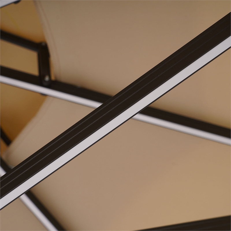 Furniture of America Pallend Aluminum LED 10' Double Top Round Umbrella in Beige