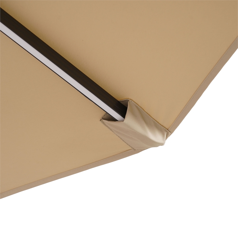 Furniture of America Pallend Aluminum LED 10' Double Top Round Umbrella in Beige