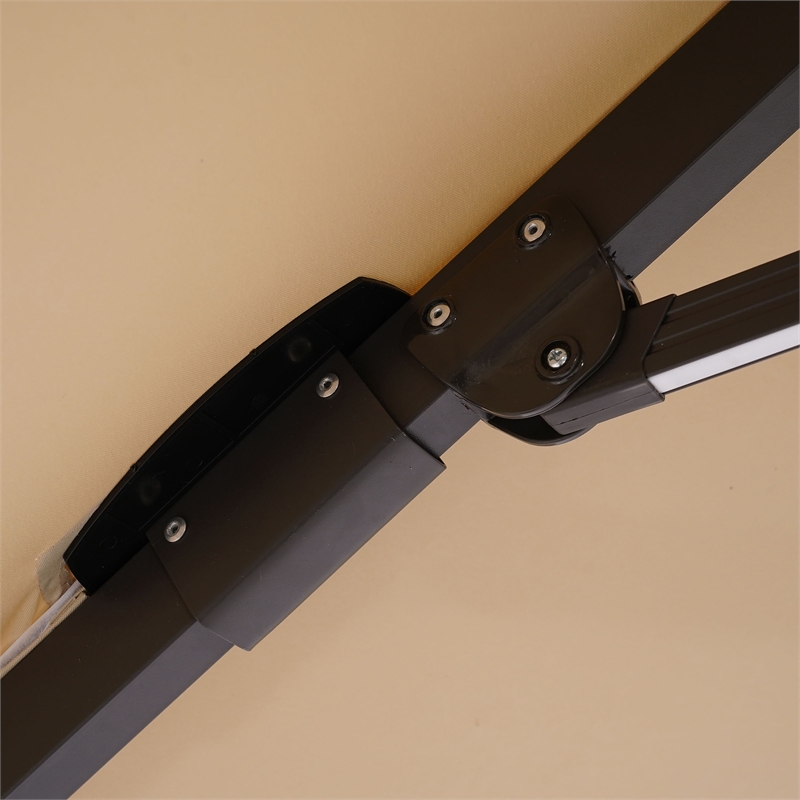 Furniture of America Pallend Aluminum LED 10' Double Top Round Umbrella in Beige