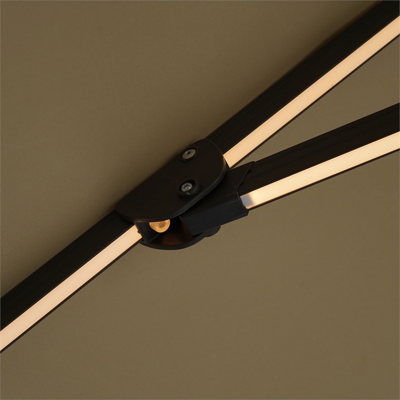 Furniture of America Pallend Aluminum LED 10' Double Top Round Umbrella in Beige