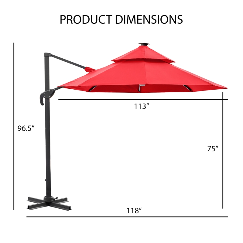 Furniture of America Pallend Aluminum LED 10' Double Top Round Umbrella in Beige