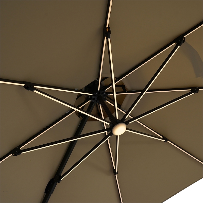 Furniture of America Pallend Aluminum LED 10' Double Top Round Umbrella in Beige