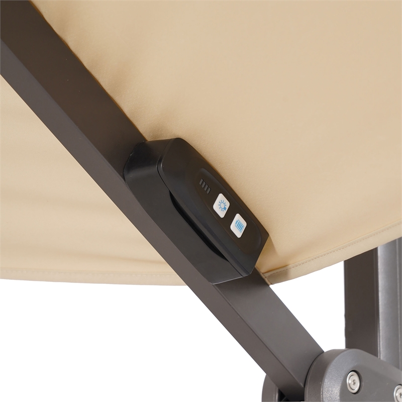 Furniture of America Pallend Aluminum LED 10' Double Top Round Umbrella in Beige