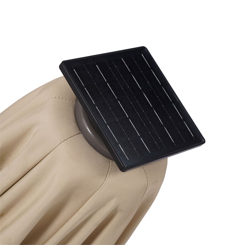 Furniture of America Pallend Aluminum LED 10' Double Top Round Umbrella in Beige