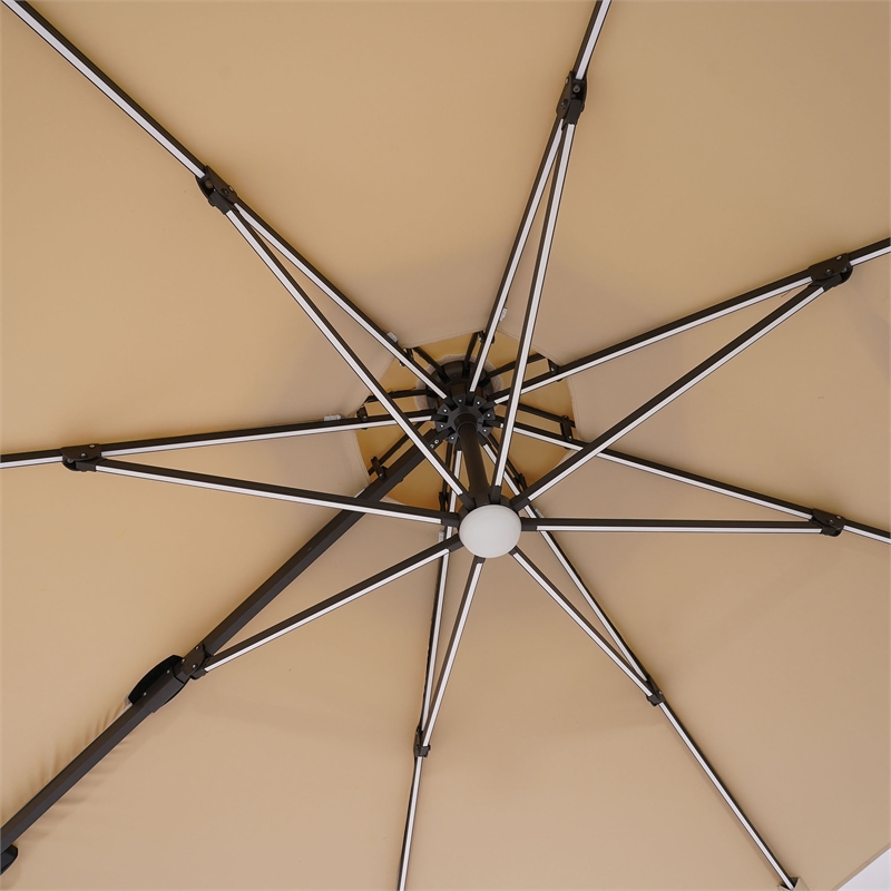 Furniture of America Pallend Aluminum LED 10' Double Top Round Umbrella in Beige