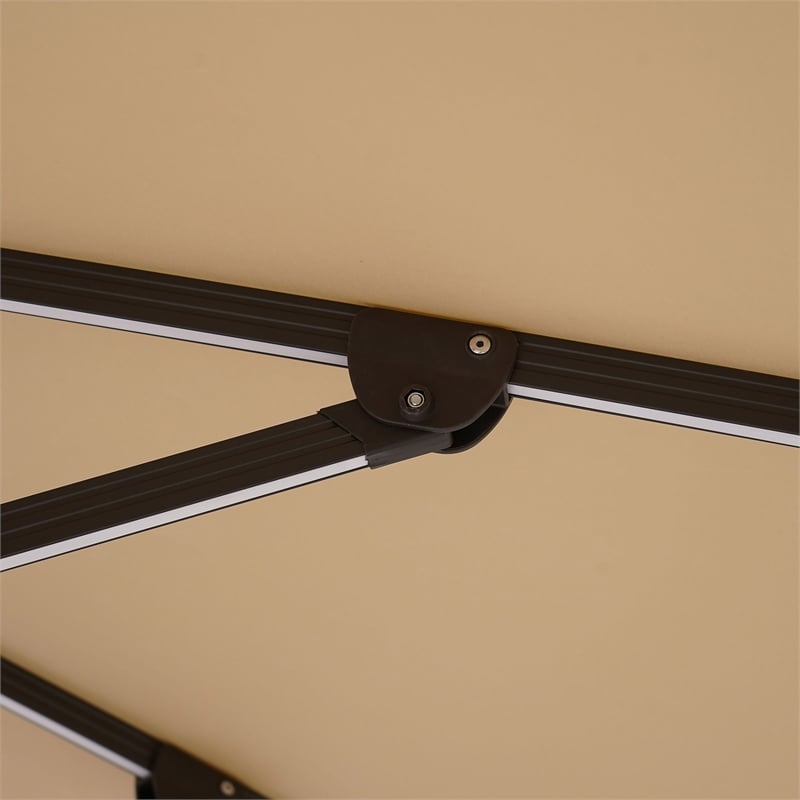 Furniture of America Pallend Aluminum LED 10' Double Top Round Umbrella in Beige