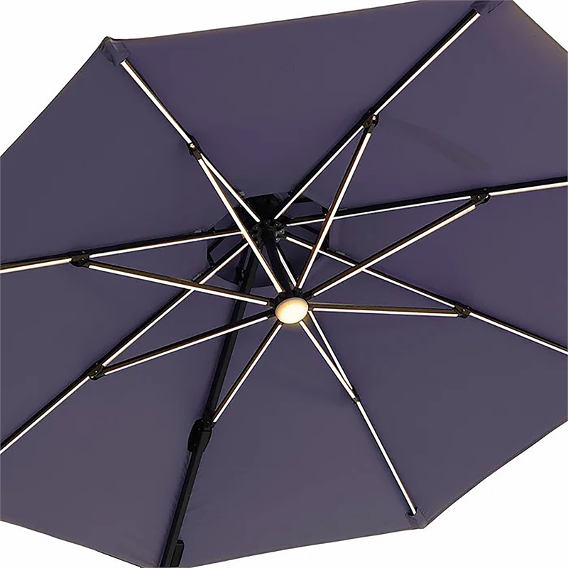 Furniture of America Pallend Aluminum LED 10' Double Top Round Umbrella in Blue