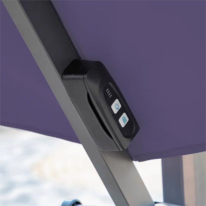 Furniture of America Pallend Aluminum LED 10' Double Top Round Umbrella in Blue