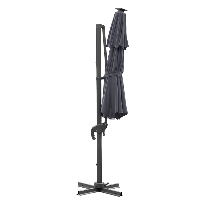 Furniture of America Pallend Aluminum LED 10' Double Top Round Umbrella in Gray