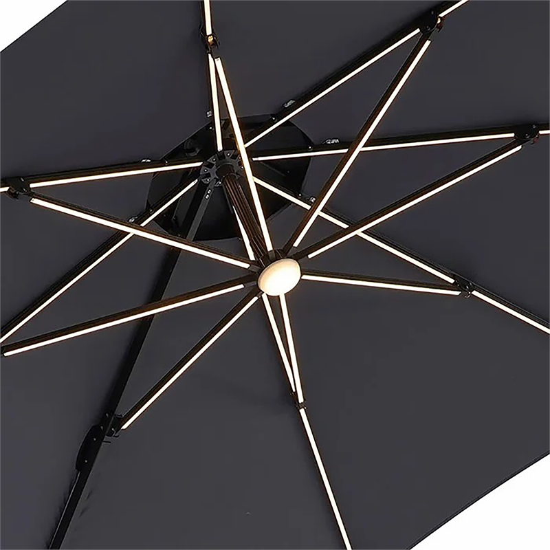 Furniture of America Pallend Aluminum LED 10' Double Top Round Umbrella in Gray
